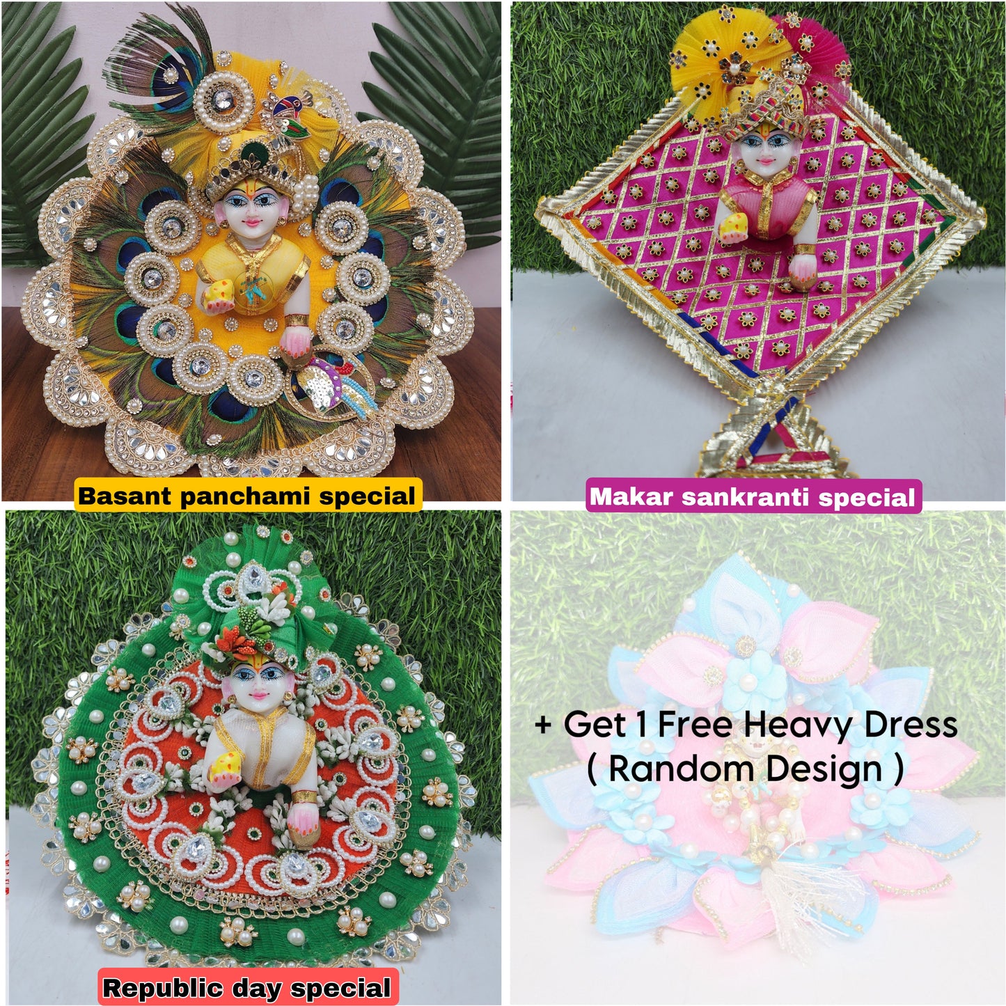 Festive Special Exclusive combo of 3+1 Heavy Dress (Get 1 Free)