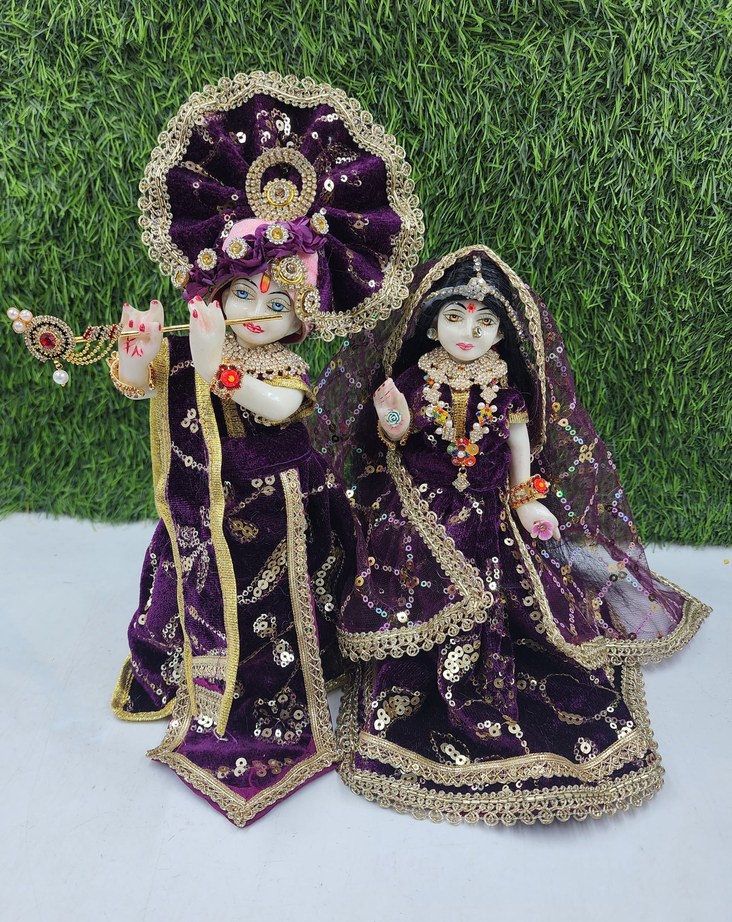 Wine shanel dress for Radha Krishna