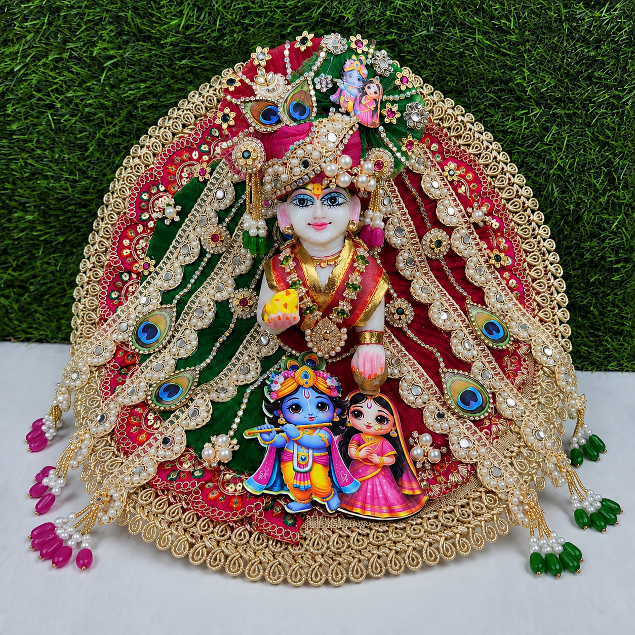 "Janmashtami Special*Rani green heavy dress for laddu gopal ji