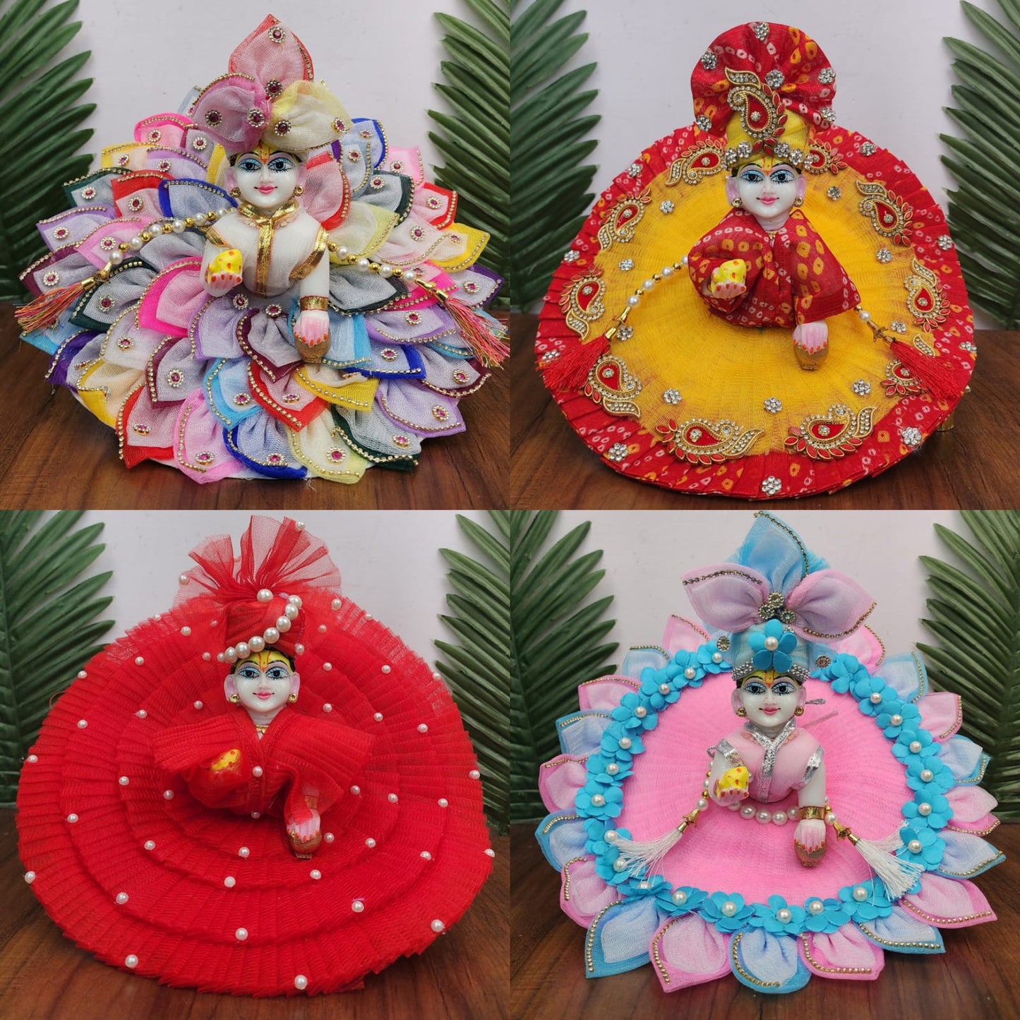 Beautiful heavy dresses combo for laddu gopal ji pack of 4