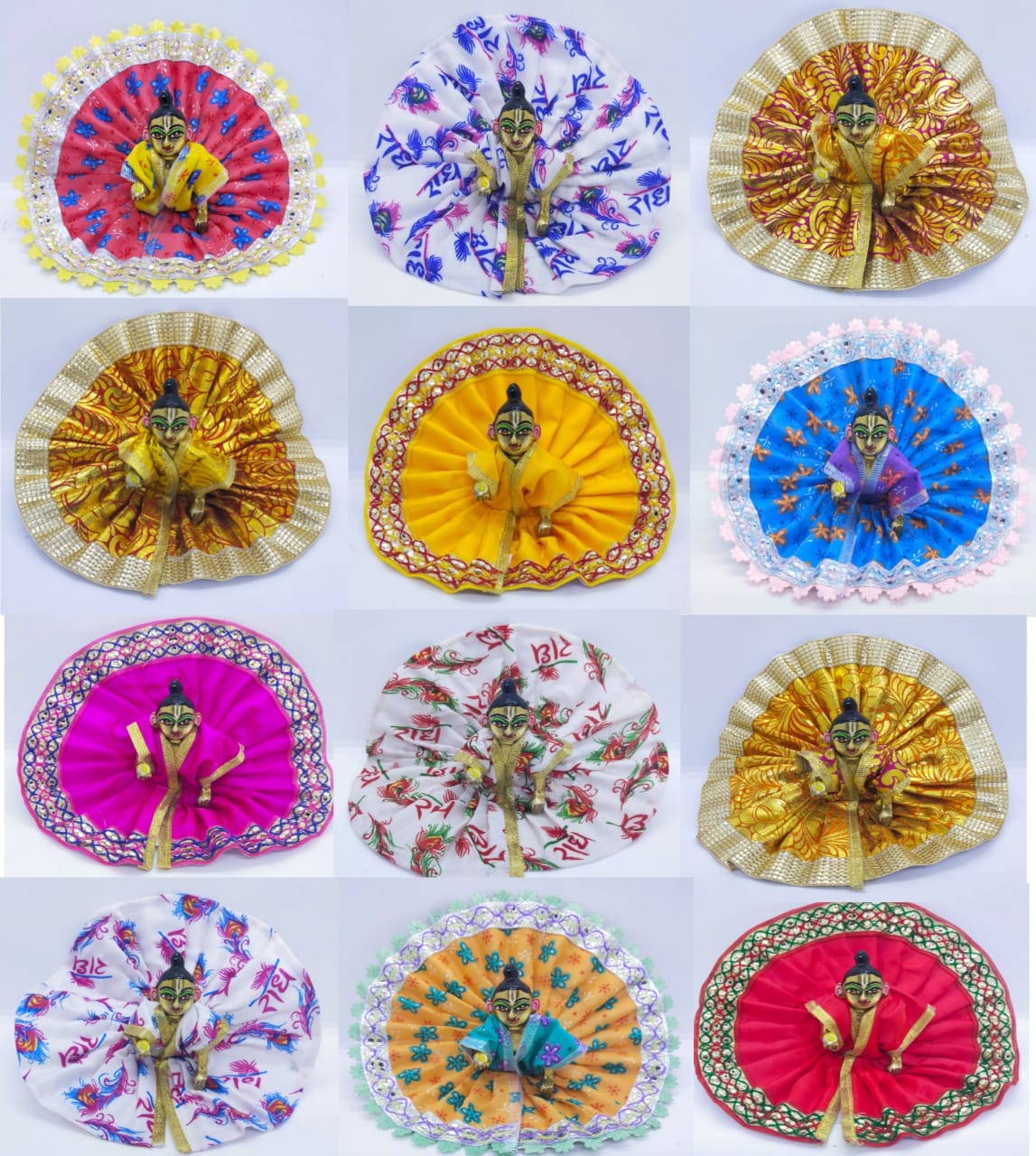 12 dress combo dress for laddu gopal ji random print and colour