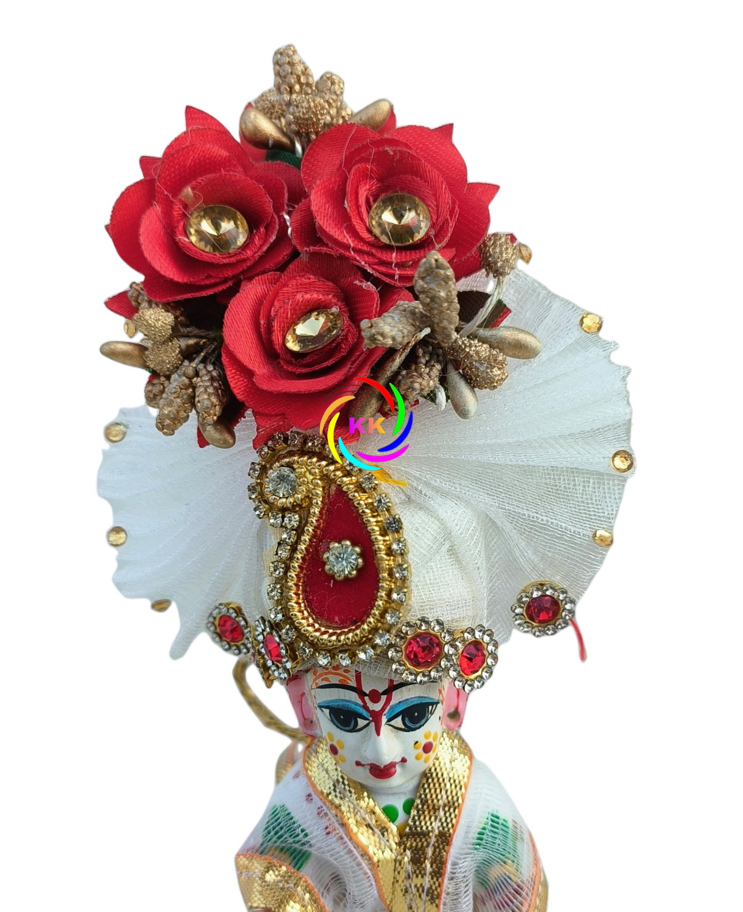 red white beautiful heavy pagdi for laddu gopal ji