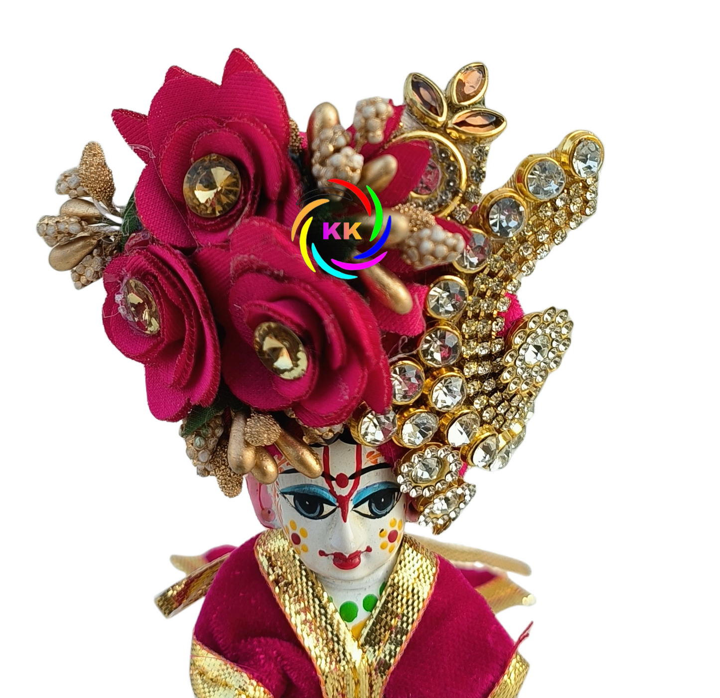 beautiful red flower heavy pagdi for laddu gopal ji