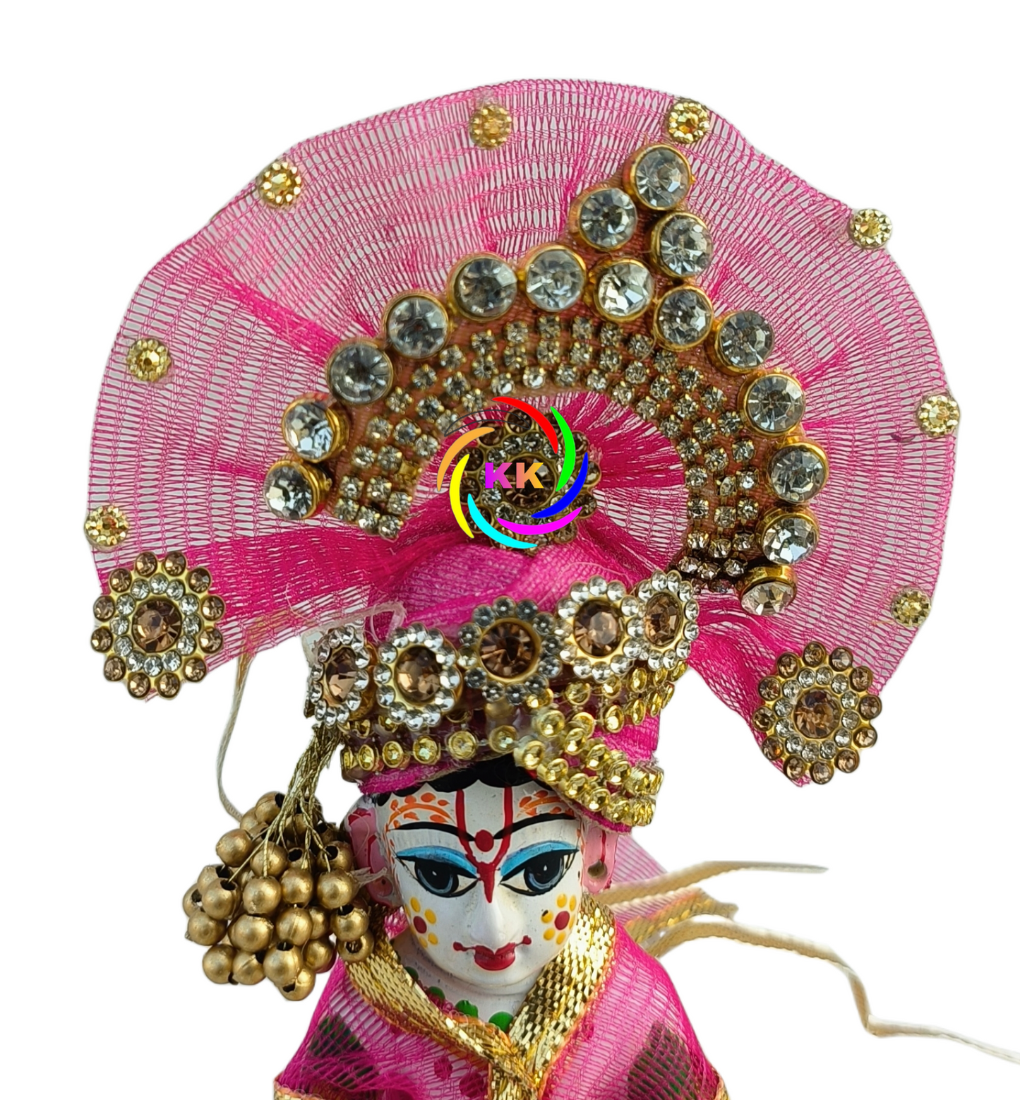 beautifull pink colour heavy stone pagdi for laddu gopal ji