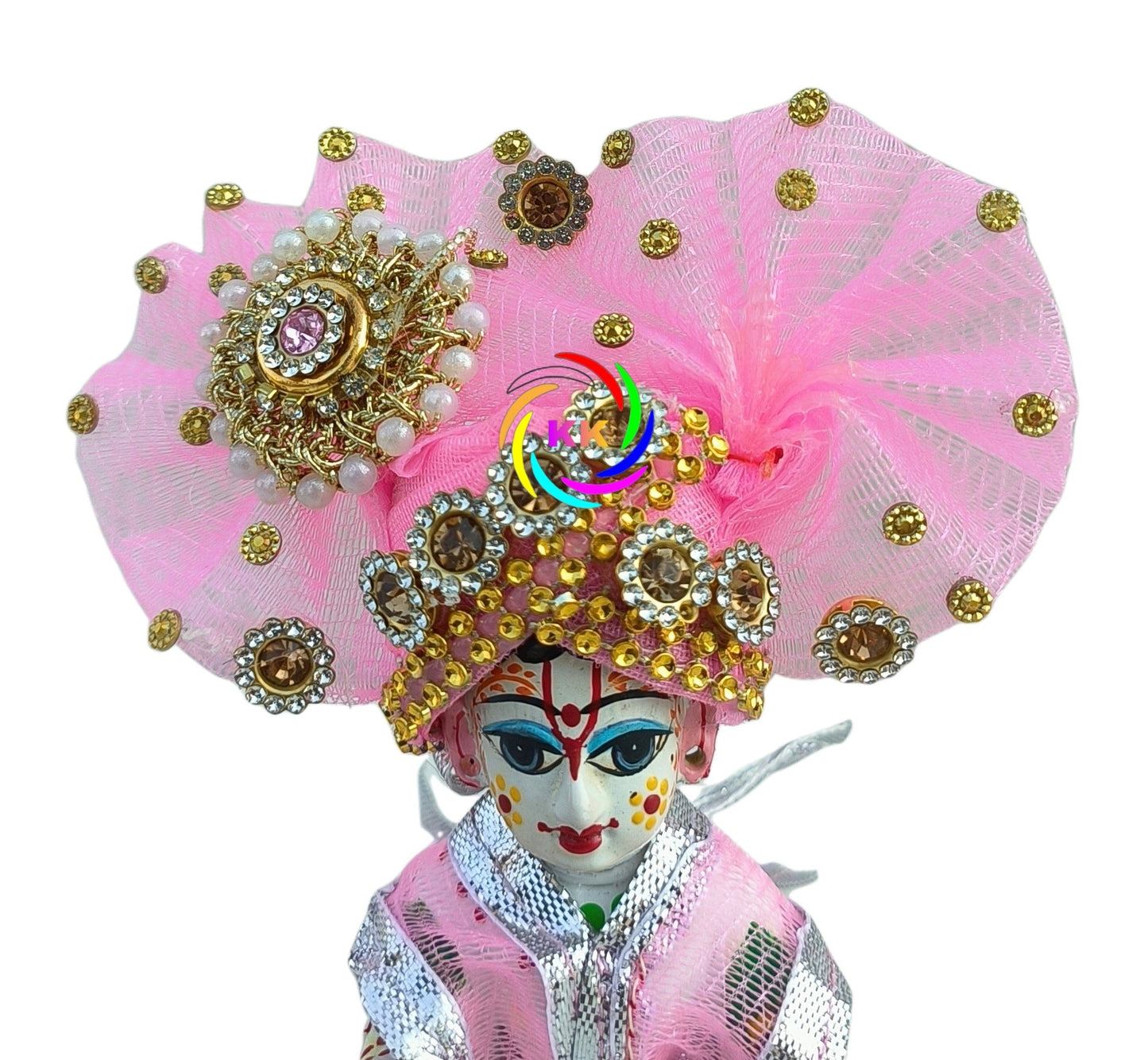 pink colour heavy stone pagdi for laDDU GOPAL JI