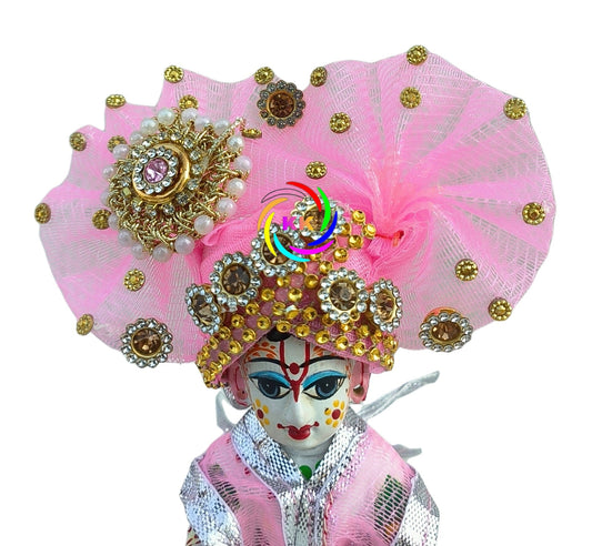 pink colour heavy  stone pagdi for laDDU GOPAL JI