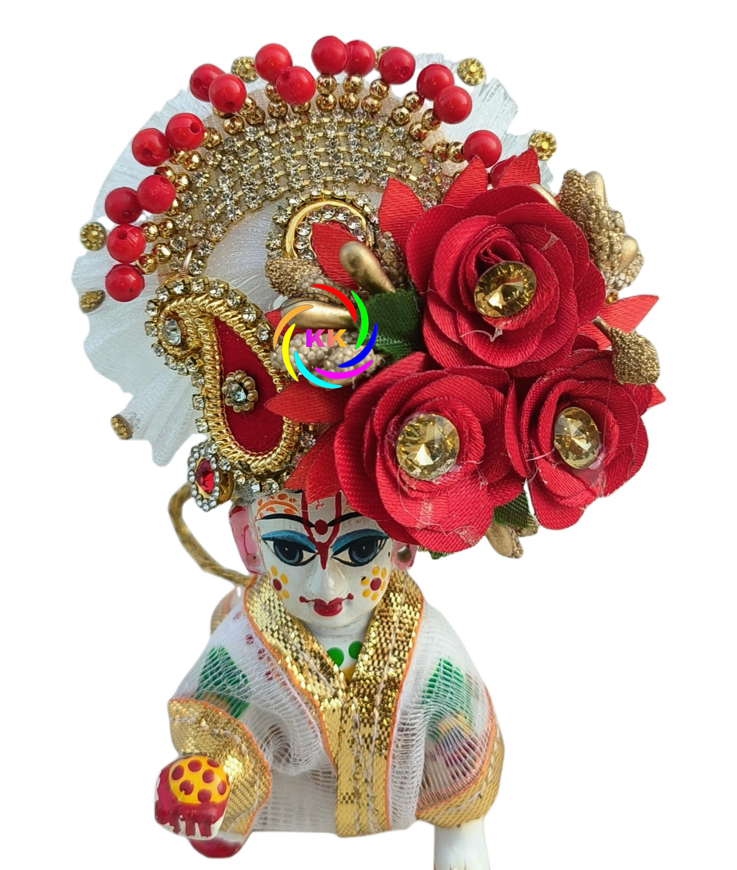 beautifull red heavy flower pagdi for laddu gopal ji