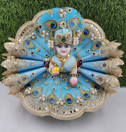 Skyblue Cone Heavy Dress for Laddu Gopal Ji