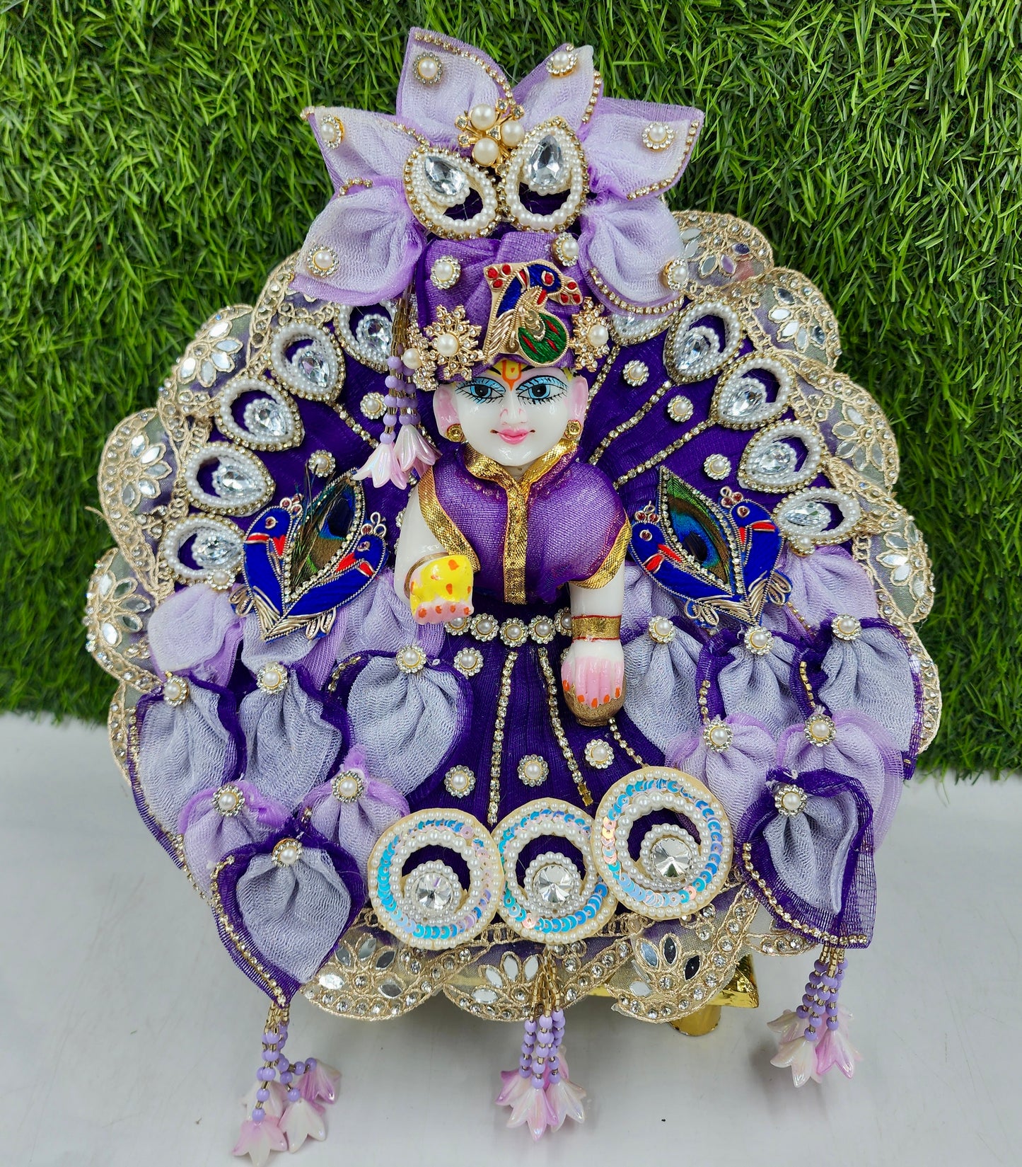 Purple leaf Heavy Dress for Laddu gopal ji with pagdi