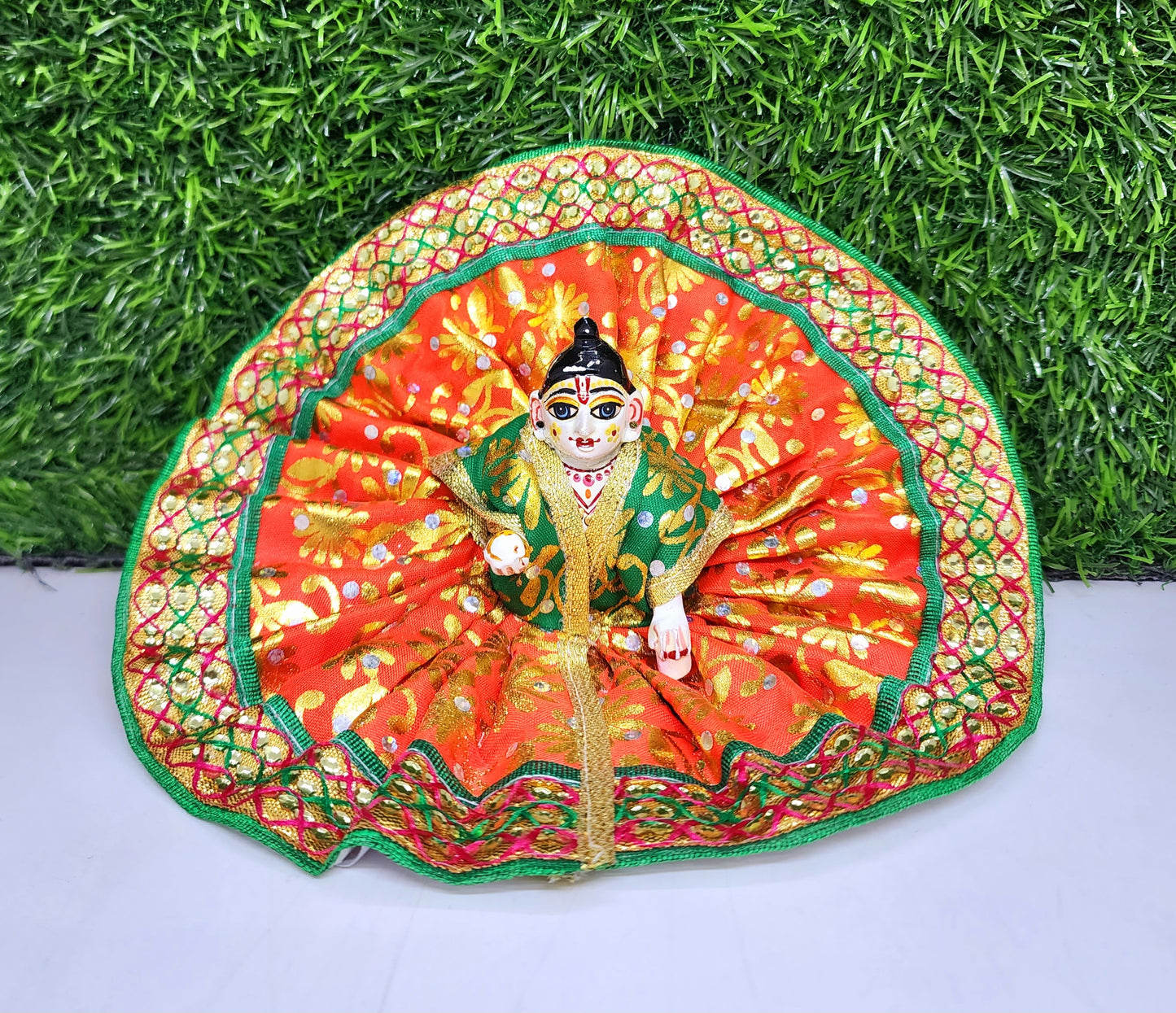 laddu gopal patti print with lace fancy dress