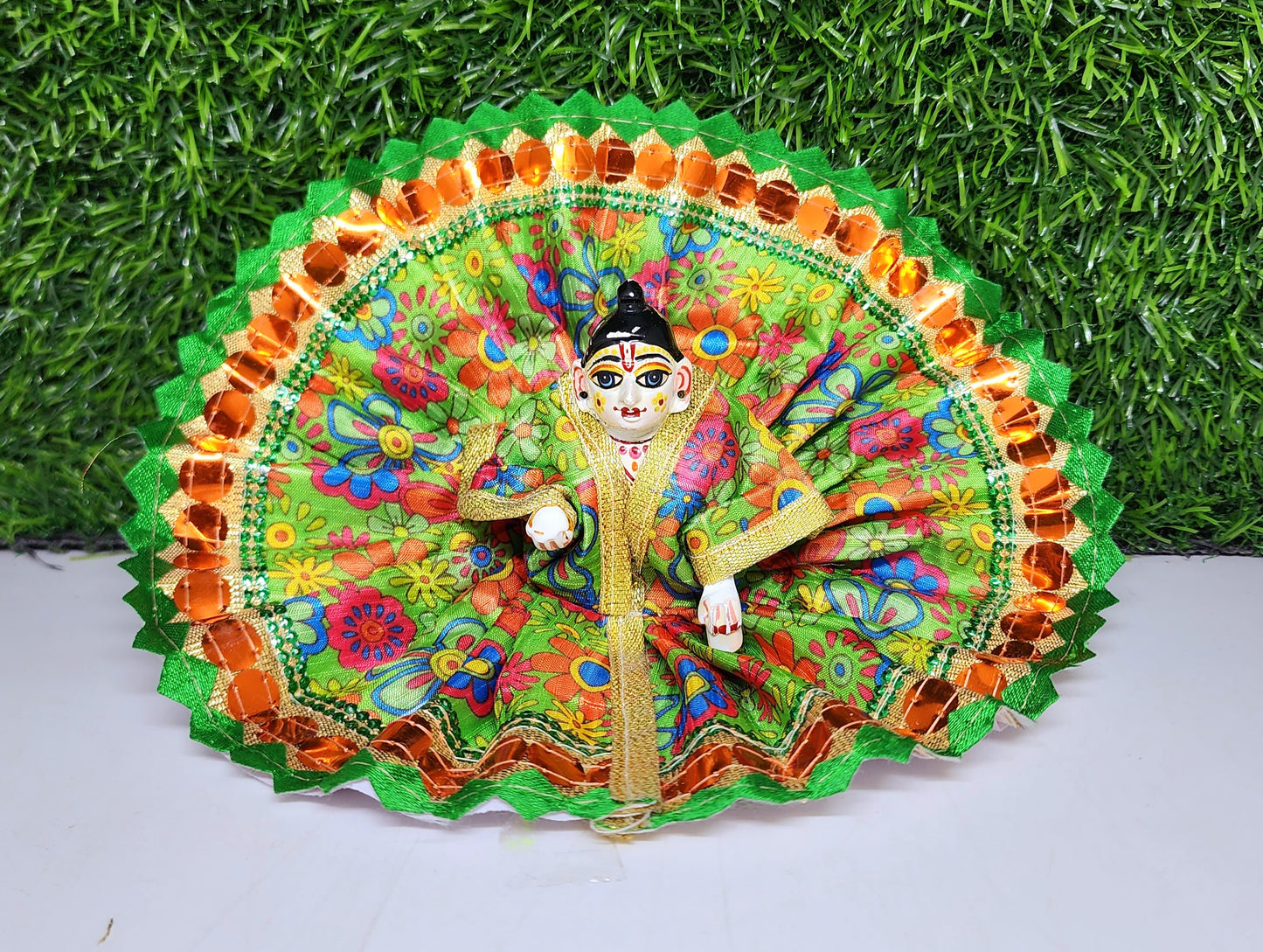 laddu gopal beautifull sitara design with lace fancy dress