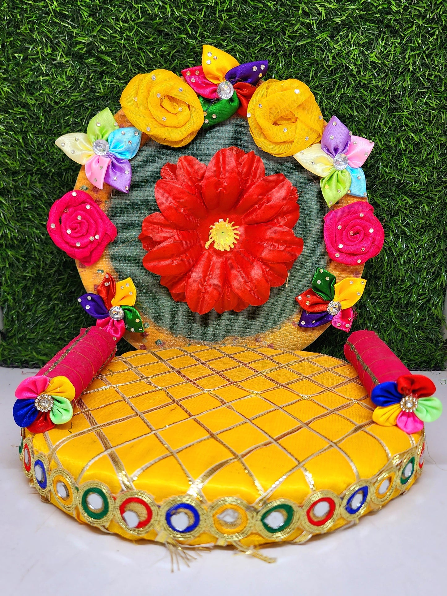 beautiful flower design heavy singhasan for laddu gopal ji