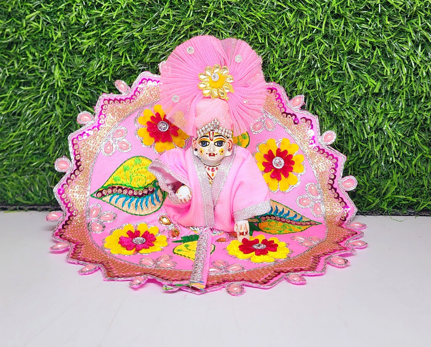 ladoo gopal beautiful flower heavy design embroidery dress