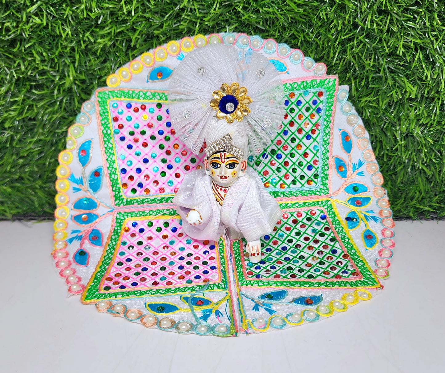 ladoo gopal beautiful dabba design heavy embroidery dress