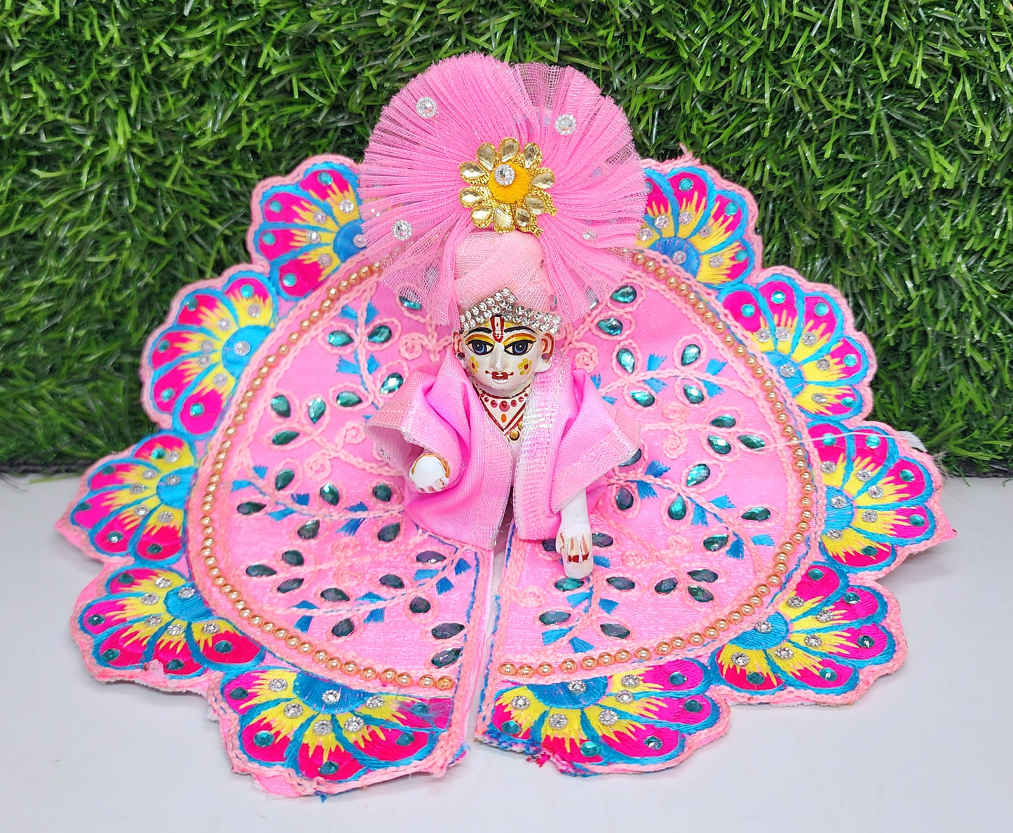 ladoo gopal flower shape  embroidery dress