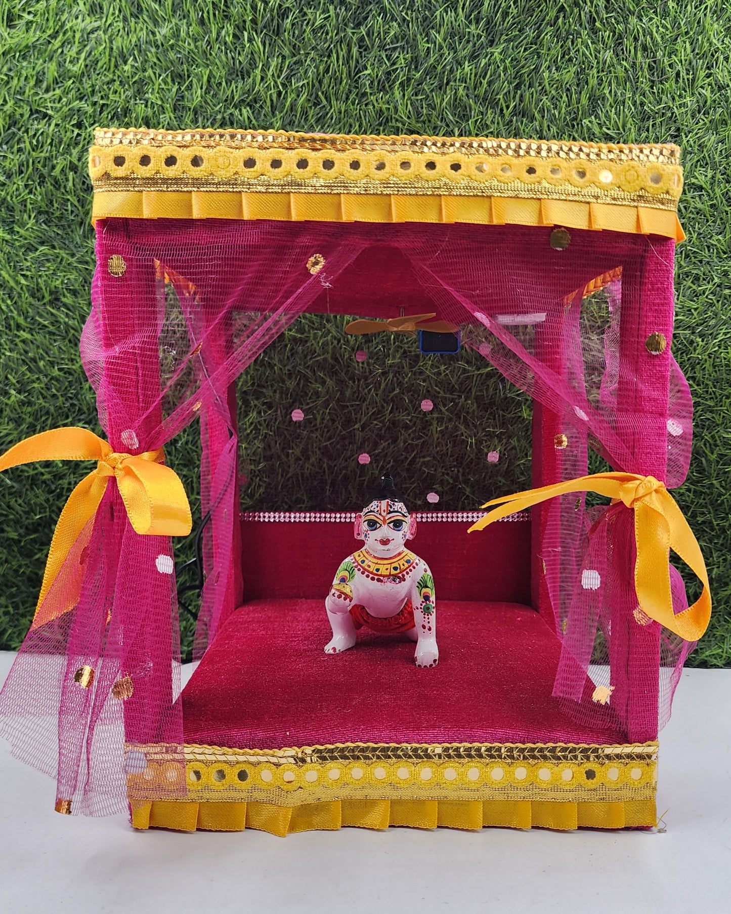 Rani Unique House Cum Bed With Fan And Light For Laddu Gopal Ji