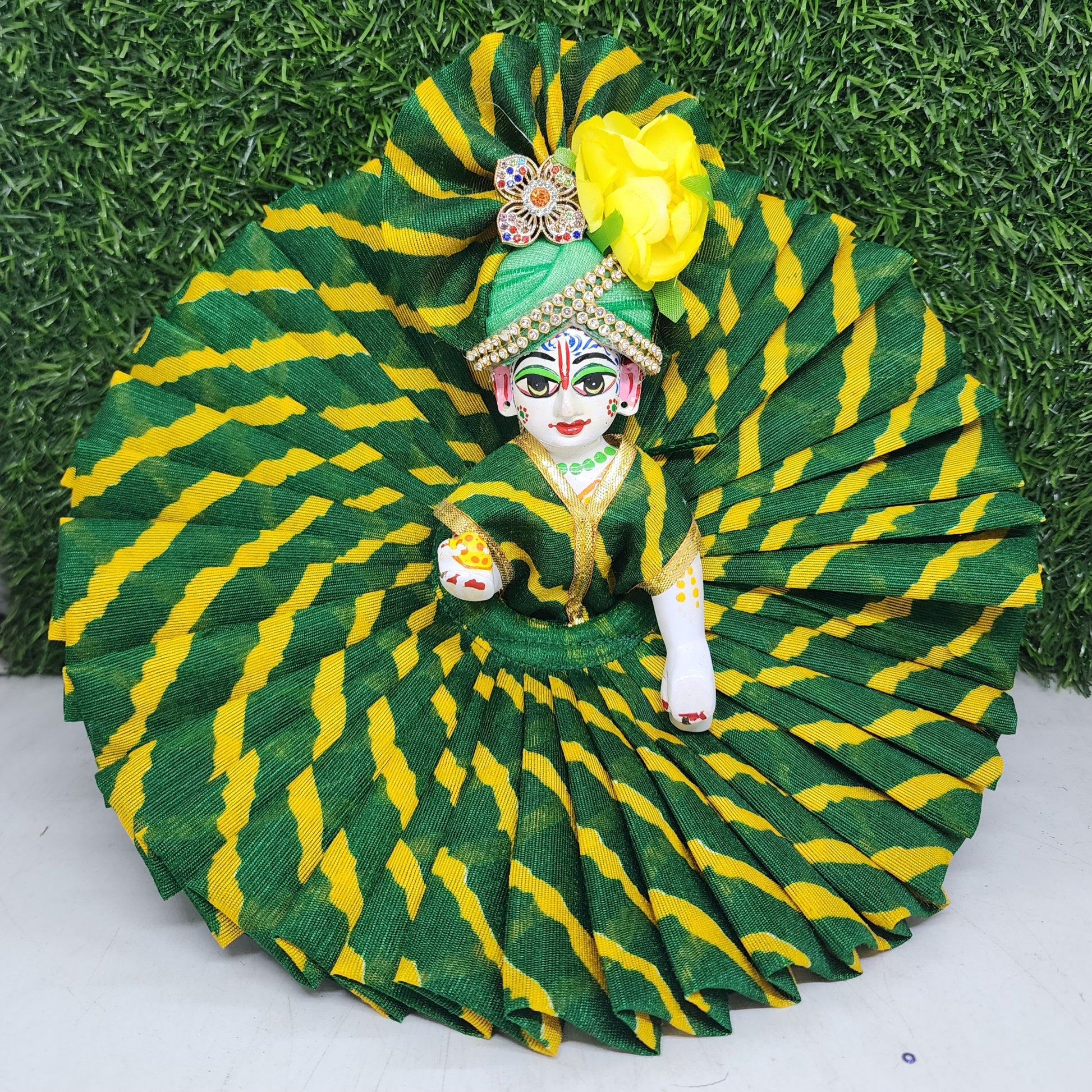 Green lehriya Premium Summer Dress for laddu gopal ji