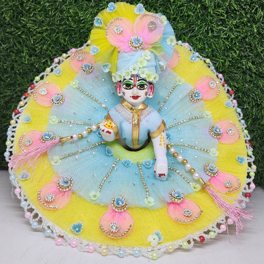 Beautiful lemon sky dress with latkan for laddu gopal ji