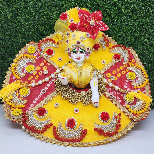 Janmashtami special red bhandej and yellow dress for laddu gopal ji