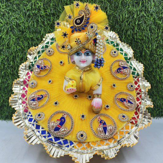 Beautiful Yellow Mor Heavy Dress for Laddu Gopal Ji