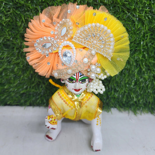 Yellow with peach pagdi for laddu gopal ji