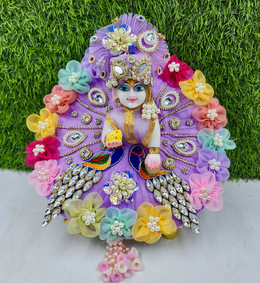 Lavender Heavy Dress for laddu gopal ji with pagdi
