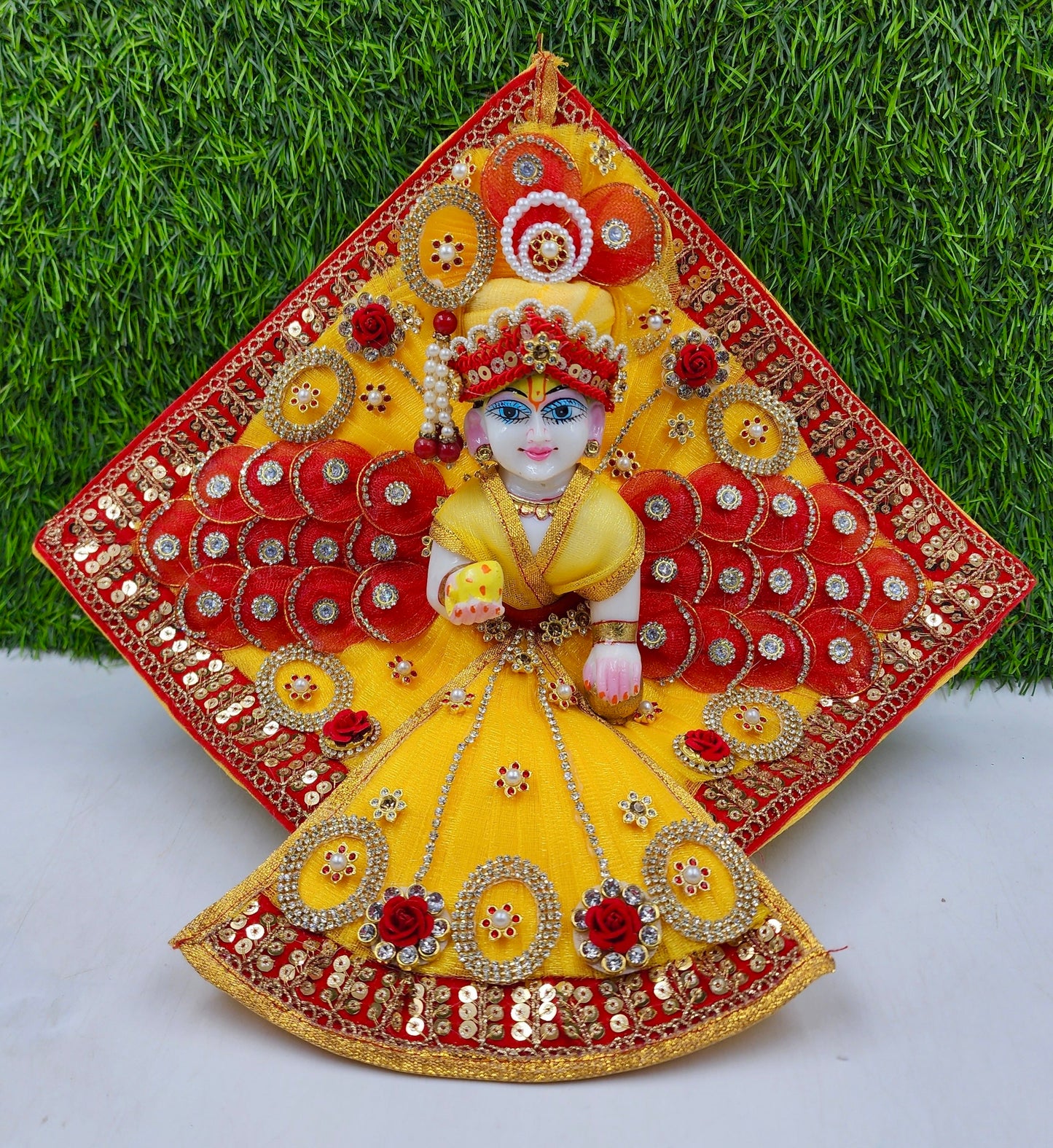 Yellow Red heavy Makar sankranti special dress for laddu gopal ji