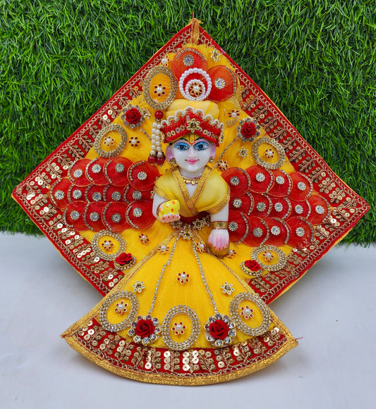Yellow Red heavy Makar sankranti special dress for laddu gopal ji