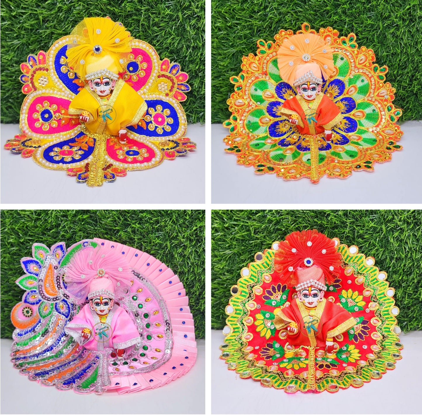 Laddu Gopal Embroidery Dress Combo Pack of 4 [Pagdi not included] (Random Designs)