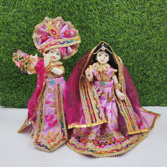 Lavender rani dress for radha krishna  (Sizes are according to idol height)