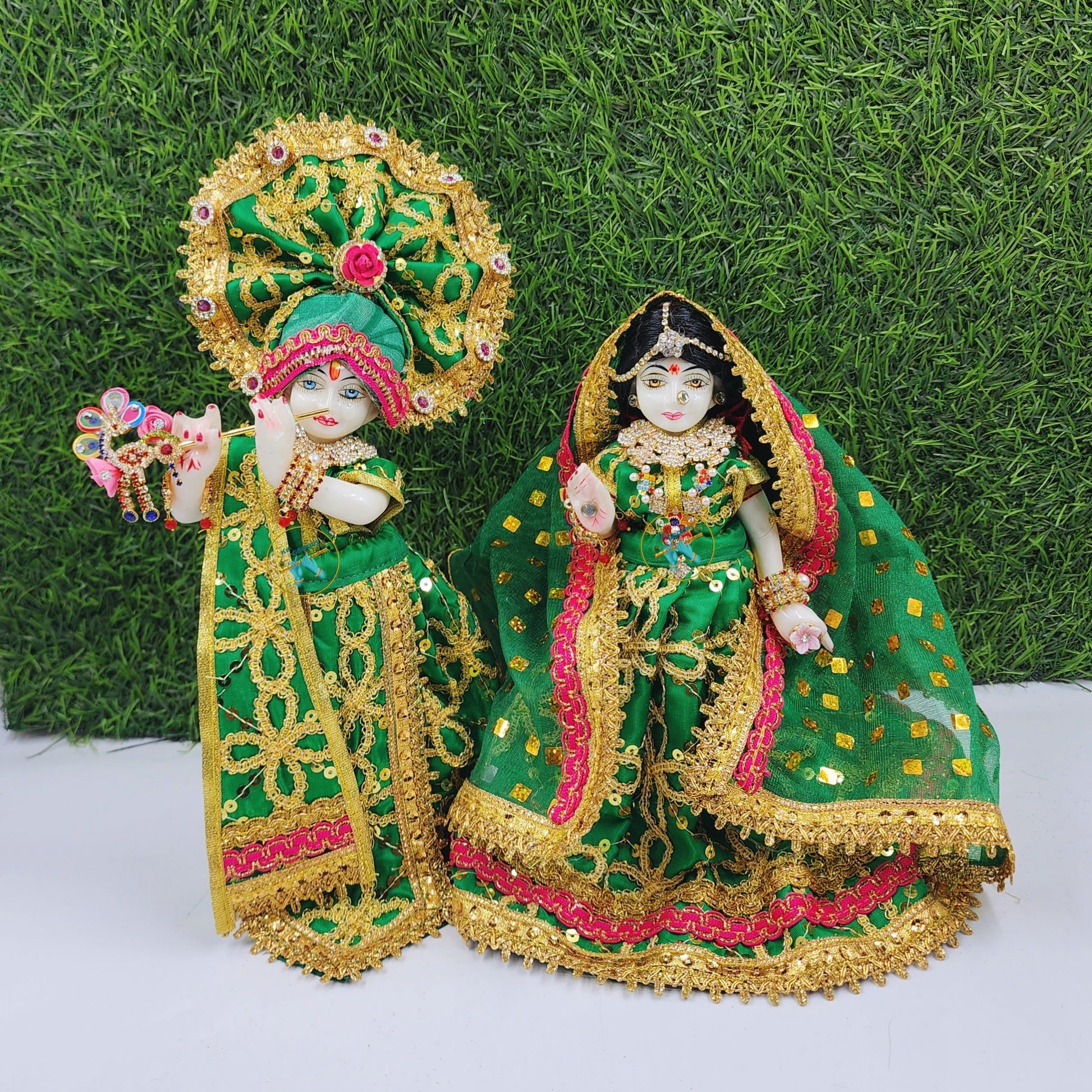 Teej Special Dress For Radha Krishna (Sizes Are According To Idol Height) 8 Inch Teej Special Dress For Radha Krishna (Sizes Are According To Idol Height) 8 Inch