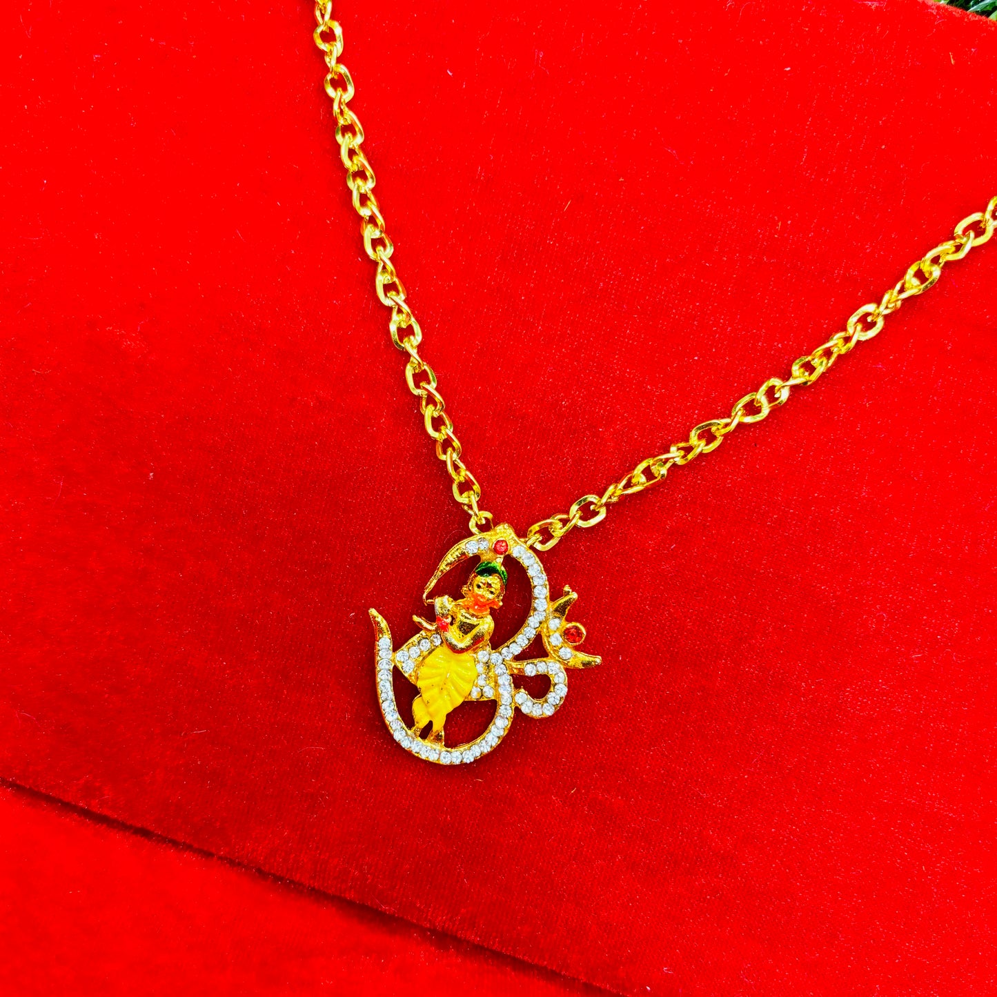 Om krishna locket with chain