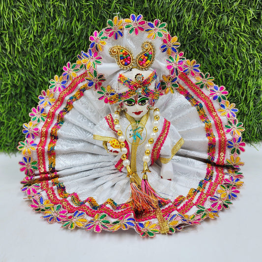 White Multi colour fancy dress for laddu gopal ji