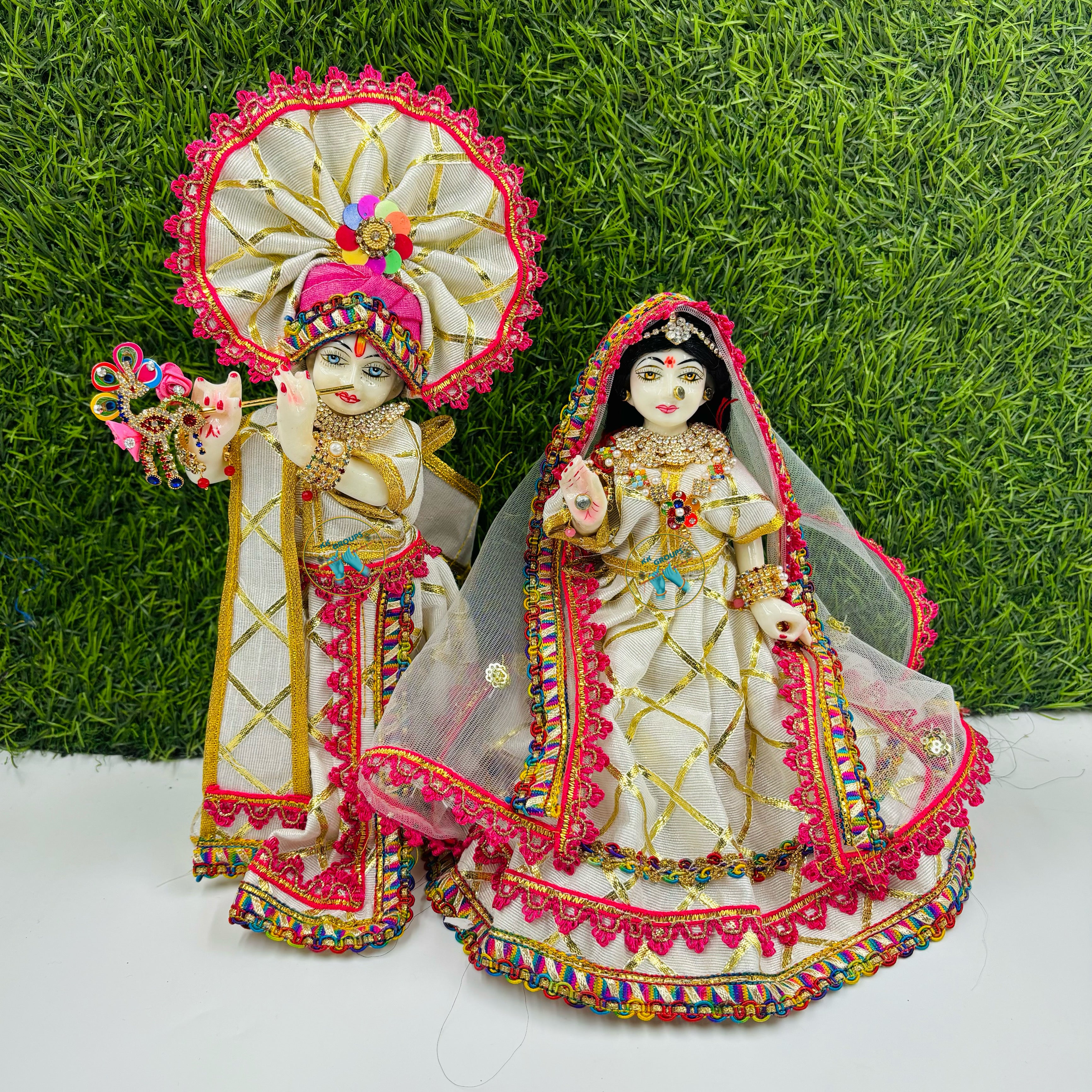 Buy Radha Krishna Handmade Green Net Dress Suitable for 7-8 inches Idols.  Online at Low Prices in India - Amazon.in