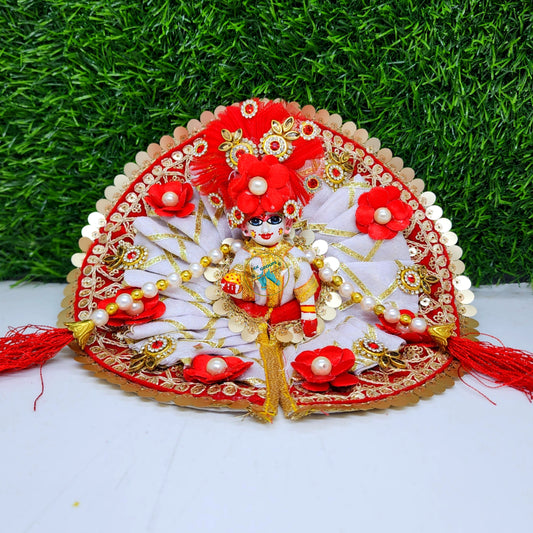 White gota with red flowers dress with pagdi and patka