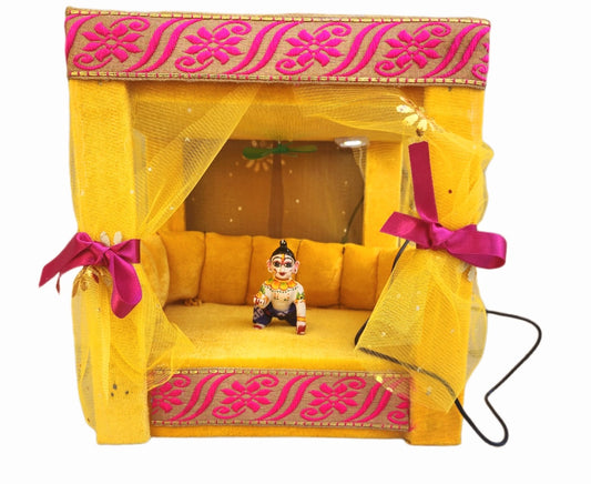 laddu gopal unique house with fan and light for 0-6no. laddu gopal ji  [color may vary ]