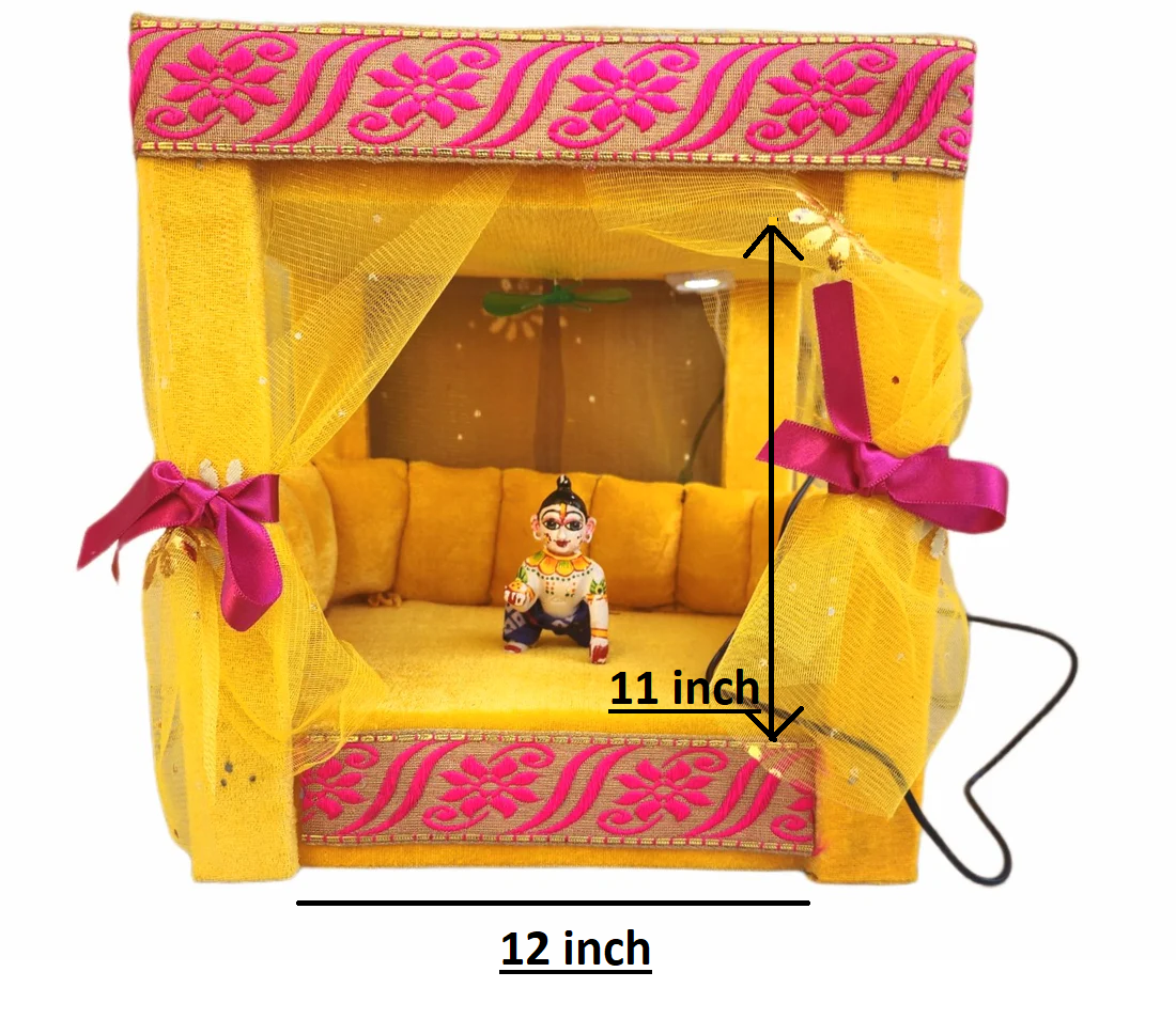 laddu gopal unique house with fan and light for 0-6no. laddu gopal ji  [color may vary ]