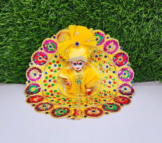 Yellow Embroidery Dress With Pagdi For Laddu Gopal ji