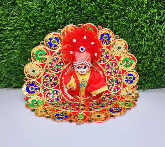 Red Embroidery Dress With Pagdi For Laddu Gopal ji
