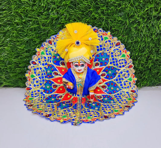 Blue Embroidery Dress With Pagdi For Laddu Gopal ji