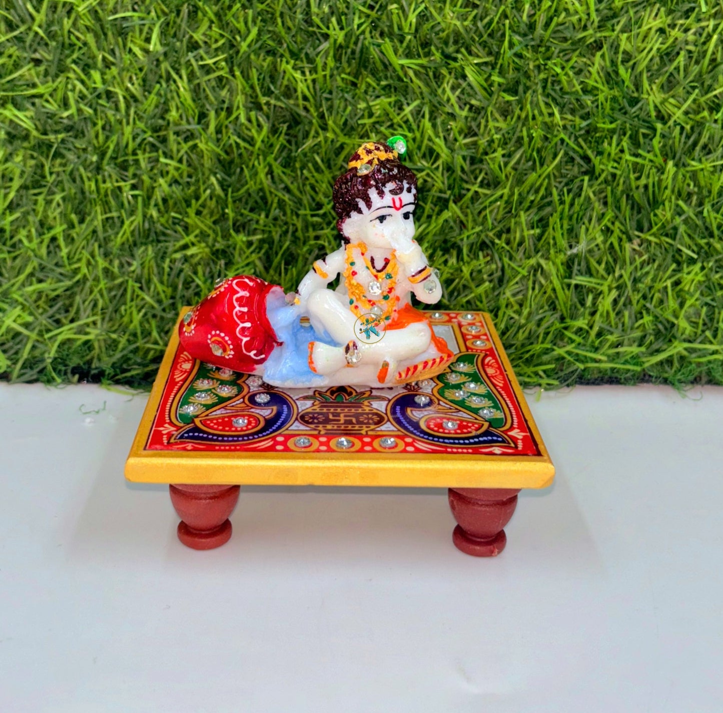 Krishna ji idol with chowki [Height - 5inch]