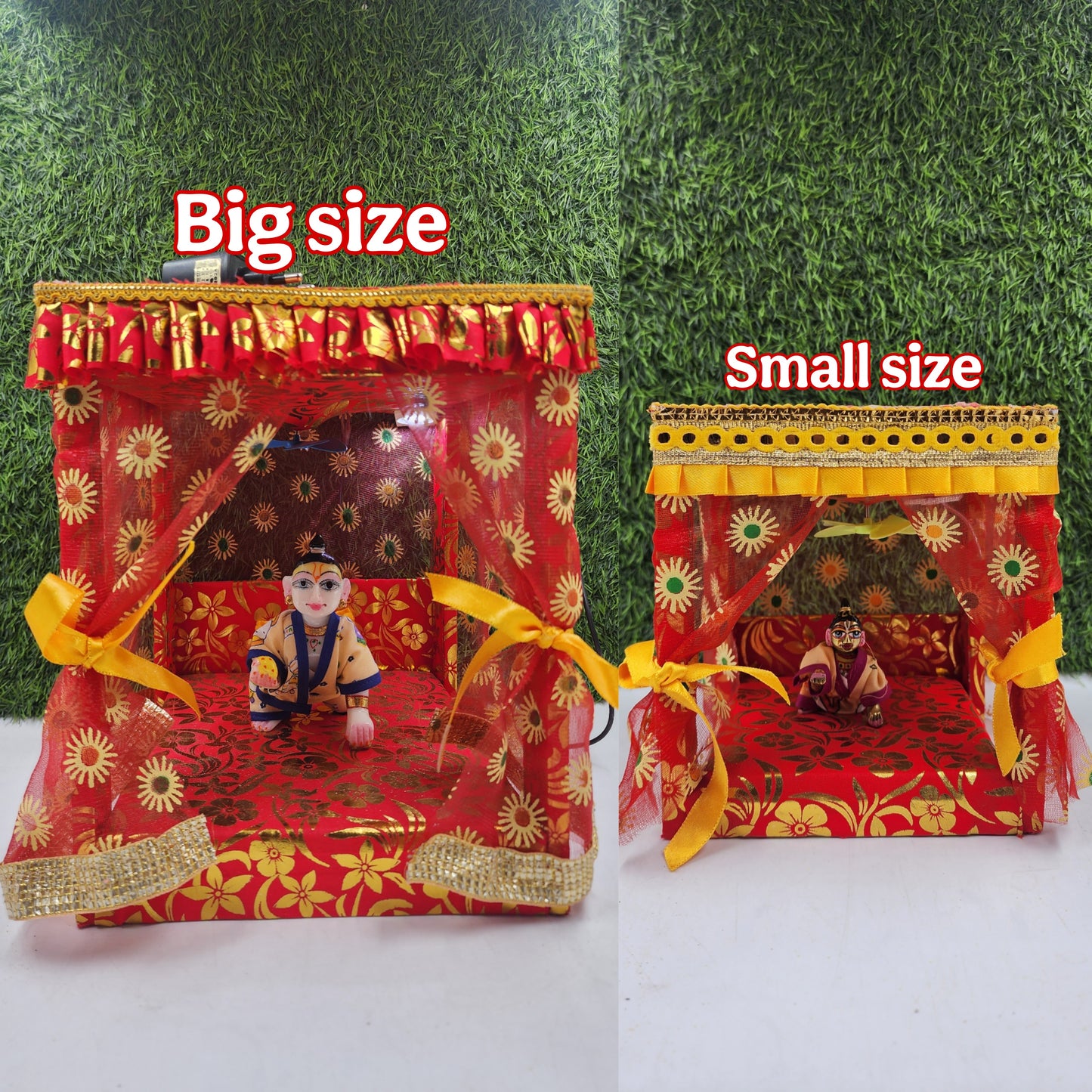 Laddu Gopal Cool Comfort Bed With Fan And Light [ box packing ] RED COLOUR