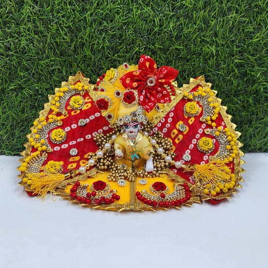 Janmashtami special red bhandej and yellow dress for laddu gopal ji