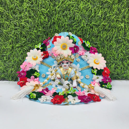 Flowery dress on sky base for laddu gopal ji