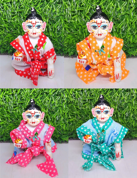 laddu gopal gown suit pack of 4 [random print and color]
