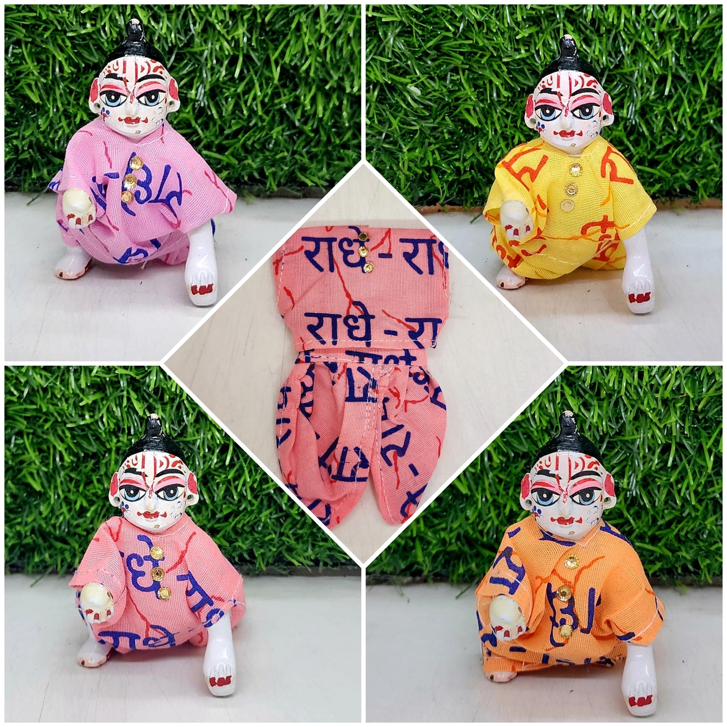 Radhey Print Dhoti Kurta For Laddu Gopal Ji Pack of 4