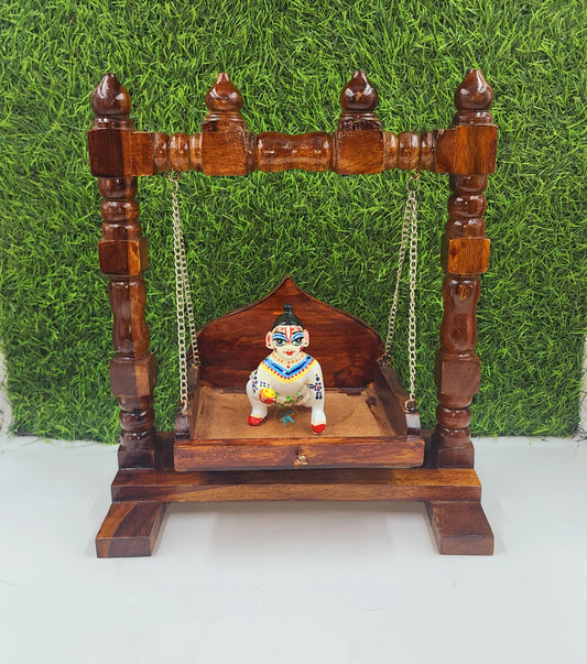 Premium quality wooden jhula for laddu gopal ji (box packing)