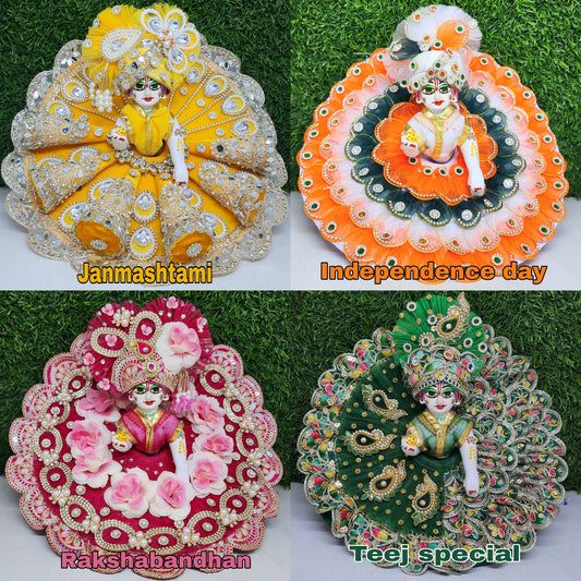 Beautiful heavy dresses combo for laddu gopal ji pack of 4