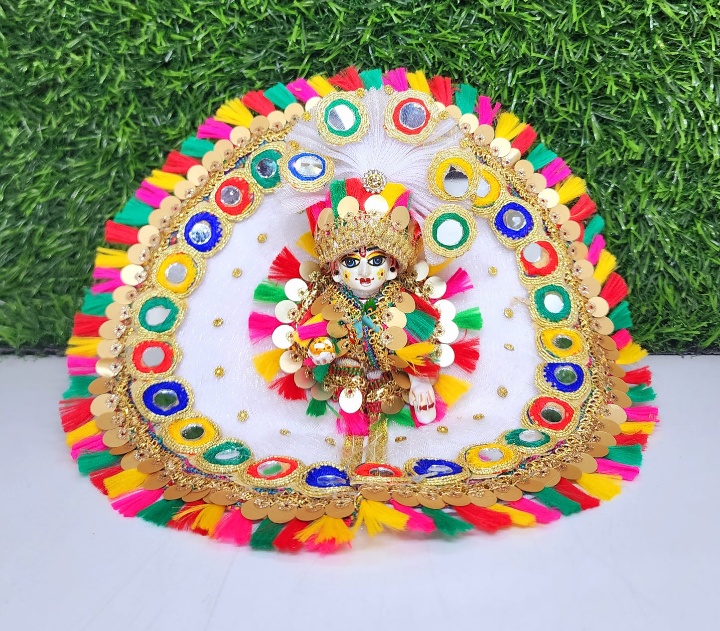 cute multicolor heavy dress with pagdi for laddu gopal ji
