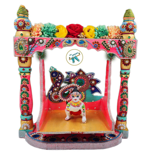 Heavy Wooden Designer Jhula for laddu gopal ji { box packing }